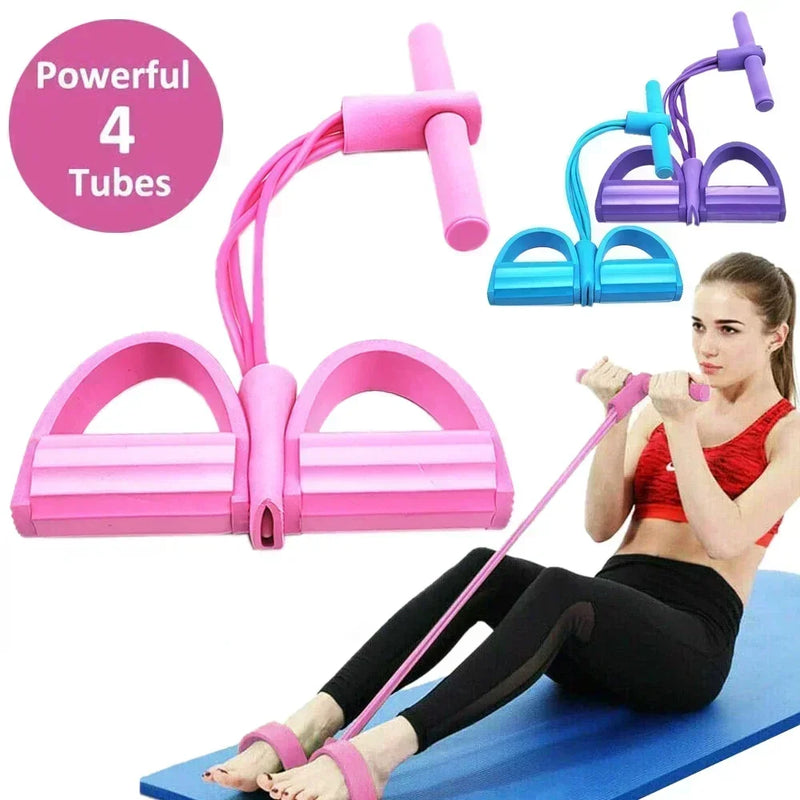 Pedal Resistance Band, 4 Tube Pedal Ankle Puller Multi-Function Sit upPedal Resistance Band, 4 Tube Pedal Ankle Puller Multi-Function Sit